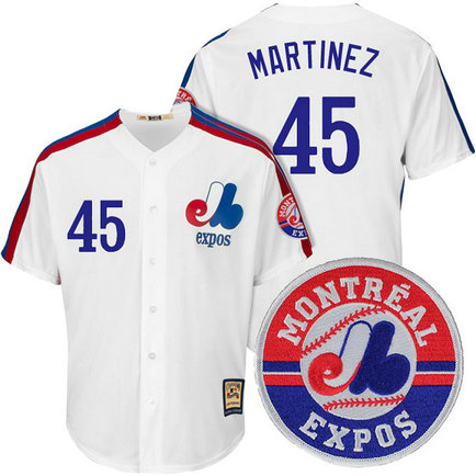 Montreal Expos Pedro Martinez #45 Cooperstown White Cool Base Jersey Montreal Expos Pedro Martinez #45 Cooperstown White Cool Base Jersey