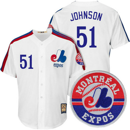 Montreal Expos Randy Johnson #51 Cooperstown White Cool Base Jersey Montreal Expos Randy Johnson #51 Cooperstown White Cool Base Jersey