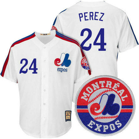 Montreal Expos Tony Perez #24 Cooperstown White Cool Base Jersey Montreal Expos Tony Perez #24 Cooperstown White Cool Base Jersey