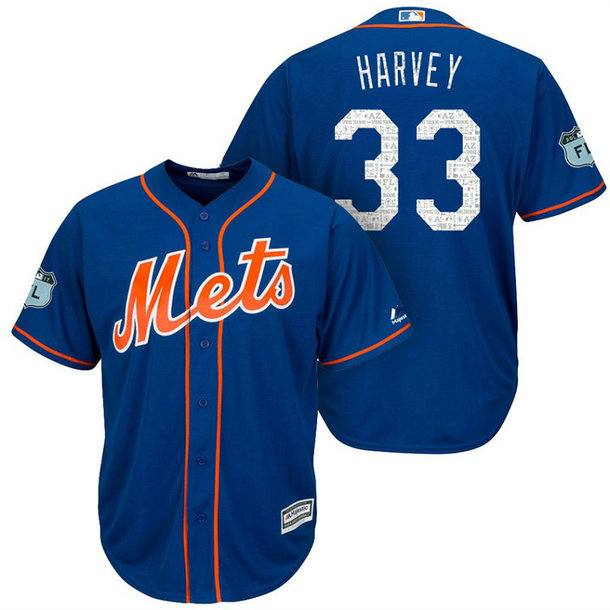 New York Mets #33 Matt Harvey 2017 Spring Training Grapefruit League Patch Royal Cool Base Jersey