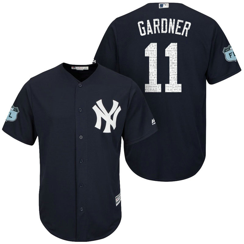 New York Yankees #11 Brett Gardner 2017 Spring Training Grapefruit League Patch Navy Cool Base Jersey