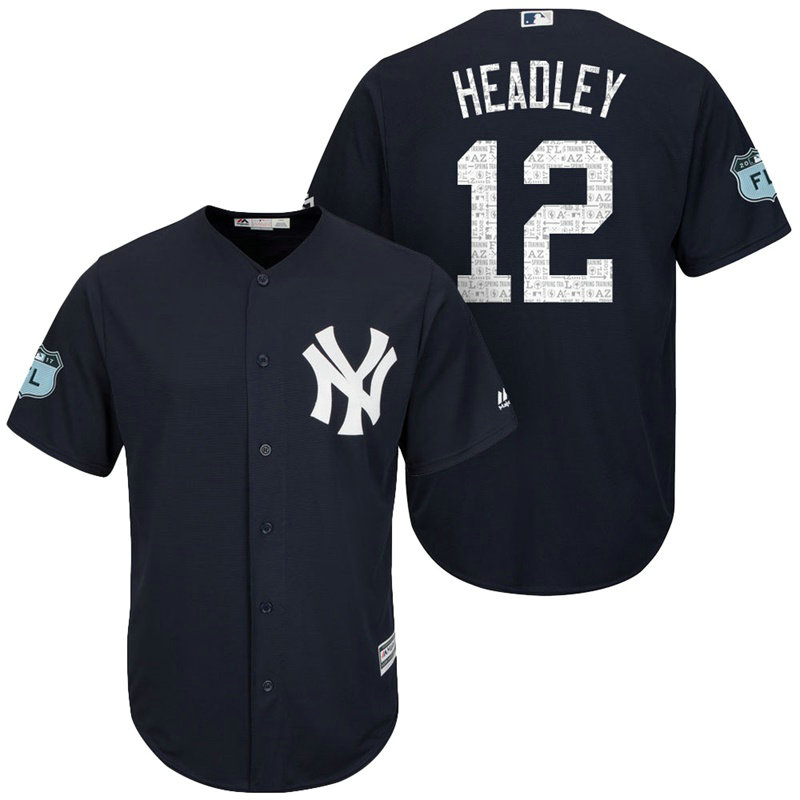 New York Yankees #12 Chase Headley 2017 Spring Training Grapefruit League Patch Navy Cool Base Jersey