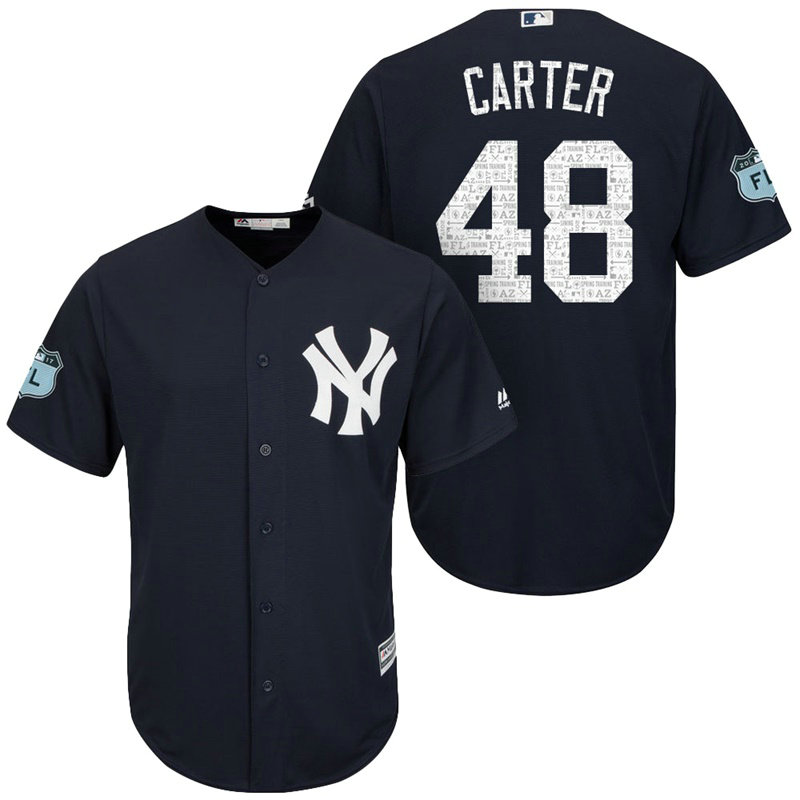 New York Yankees #48 Chris Carter 2017 Spring Training Navy Cool Base Jersey