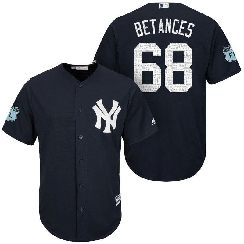 New York Yankees #68 Dellin Betances 2017 Spring Training Grapefruit League Patch Navy Cool Base Jersey