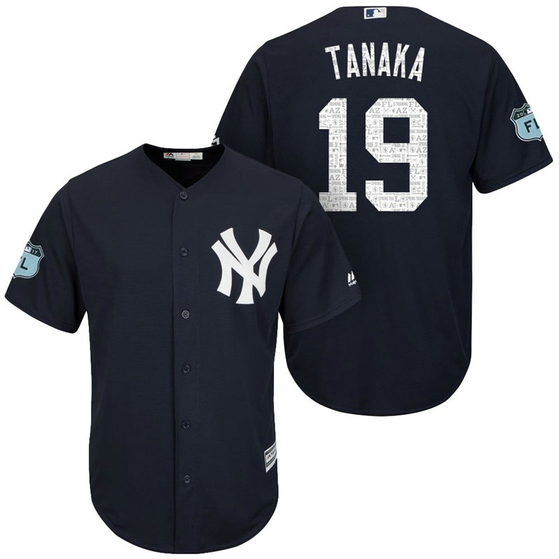 New York Yankees #19 Masahiro Tanaka 2017 Spring Training Grapefruit League Patch Navy Cool Base Jersey