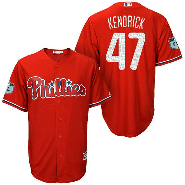 Philadelphia Phillies #47 Howie Kendrick 2017 Spring Training Grapefruit League Patch Scarlet Cool Base Jersey Philadelphia Phillies #47 Howie Kendrick 2017 Spring Training Grapefruit League Patch Scarlet Cool Base Jersey
