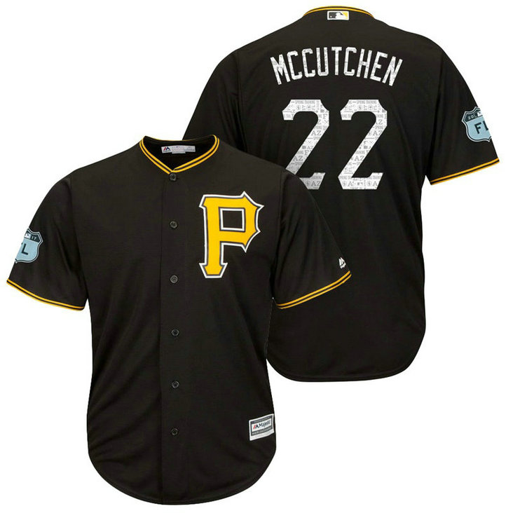 Pittsburgh Pirates #22 Andrew McCutchen 2017 Spring Training Grapefruit League Patch Black Cool Base Jersey Pittsburgh Pirates #22 Andrew McCutchen 2017 Spring Training Grapefruit League Patch Black Cool Base Jersey