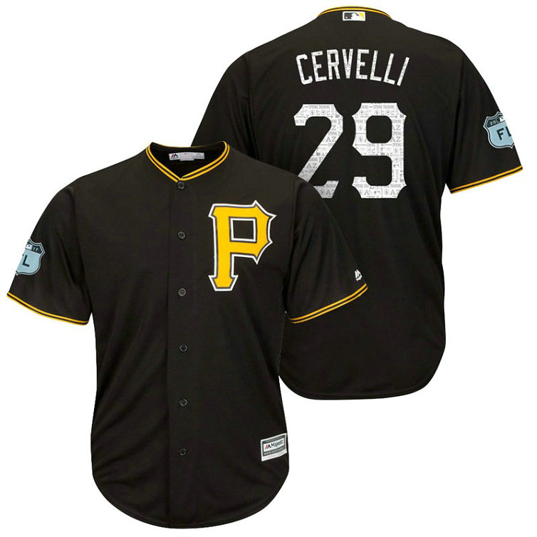 Pittsburgh Pirates #29 Francisco Cervelli 2017 Spring Training Grapefruit League Patch Black Cool Base Jersey