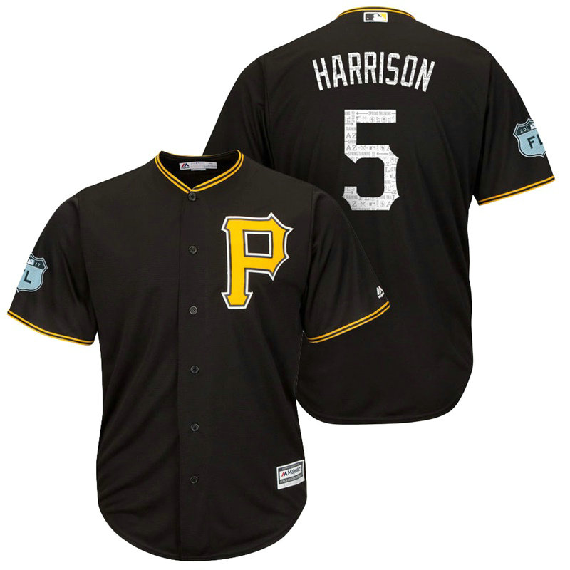 Pittsburgh Pirates #5 Josh Harrison 2017 Spring Training Grapefruit League Patch Black Cool Base Jersey Pittsburgh Pirates #5 Josh Harrison 2017 Spring Training Grapefruit League Patch Black Cool Base Jersey