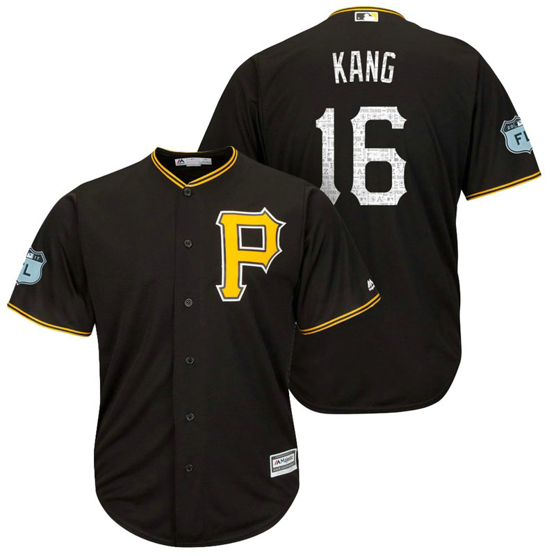 Pittsburgh Pirates #16 Jung Ho Kang 2017 Spring Training Grapefruit League Patch Black Cool Base Jersey Pittsburgh Pirates #16 Jung Ho Kang 2017 Spring Training Grapefruit League Patch Black Cool Base Jersey