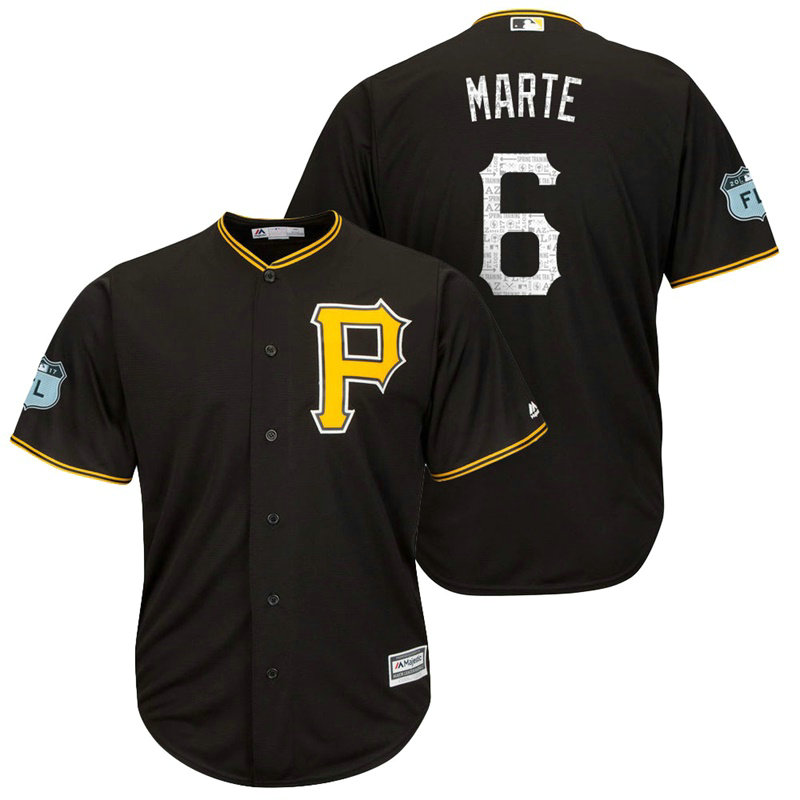 Pittsburgh Pirates #6 Starling Marte 2017 Spring Training Grapefruit League Patch Black Cool Base Jersey Pittsburgh Pirates #6 Starling Marte 2017 Spring Training Grapefruit League Patch Black Cool Base Jersey