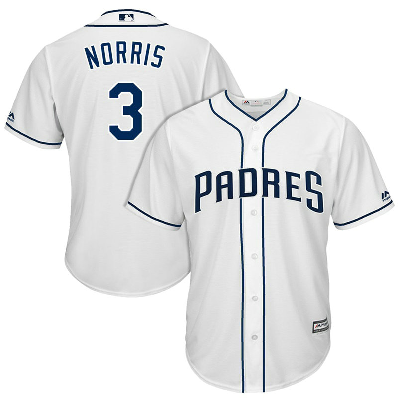 San Diego Padres Derek Norris #3 2017 Home White Cool Base Jersey San Diego Padres Derek Norris #3 2017 Home White Cool Base Jersey