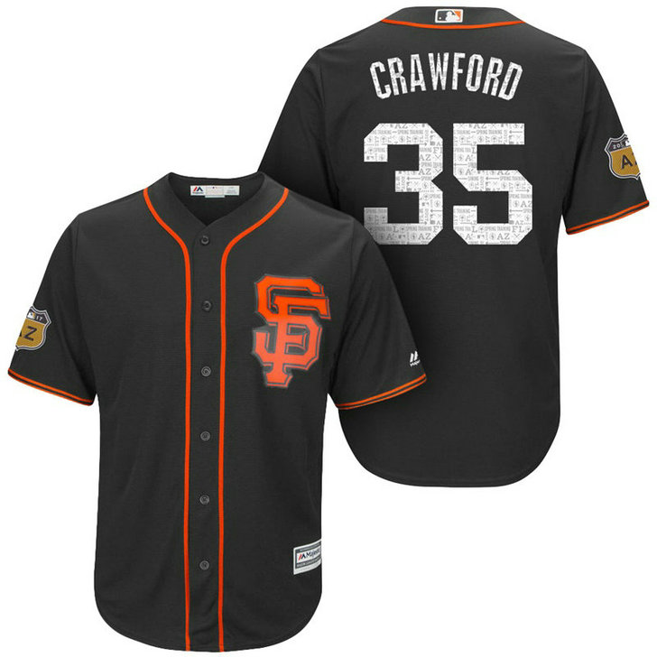 San Francisco Giants #35 Brandon Crawford 2017 Spring Training Cactus League Patch Black Cool Base Jersey