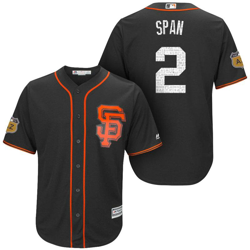 San Francisco Giants #2 Denard Span 2017 Spring Training Cactus League Patch Black Cool Base Jersey San Francisco Giants #2 Denard Span 2017 Spring Training Cactus League Patch Black Cool Base Jersey