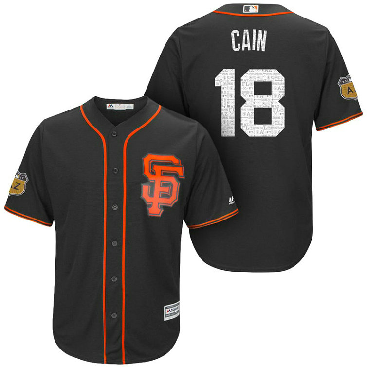 San Francisco Giants #18 Matt Cain 2017 Spring Training Cactus League Patch Black Cool Base Jersey San Francisco Giants #18 Matt Cain 2017 Spring Training Cactus League Patch Black Cool Base Jersey