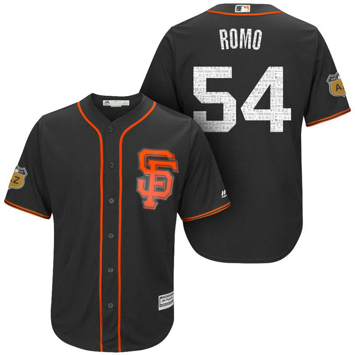 San Francisco Giants #54 Sergio Romo 2017 Spring Training Cactus League Patch Black Cool Base Jersey