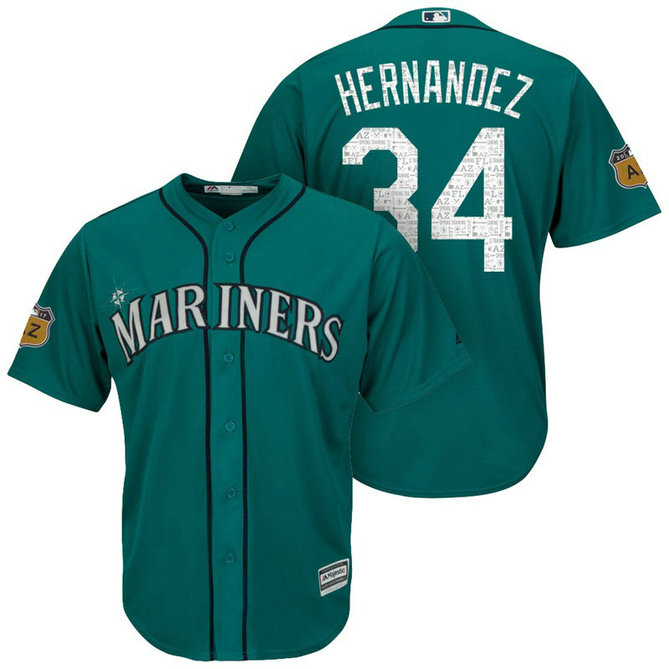 Seattle Mariners #34 Felix Hernandez 2017 Spring Training Cactus League Patch Aqua Cool Base Jersey Seattle Mariners #34 Felix Hernandez 2017 Spring Training Cactus League Patch Aqua Cool Base Jersey
