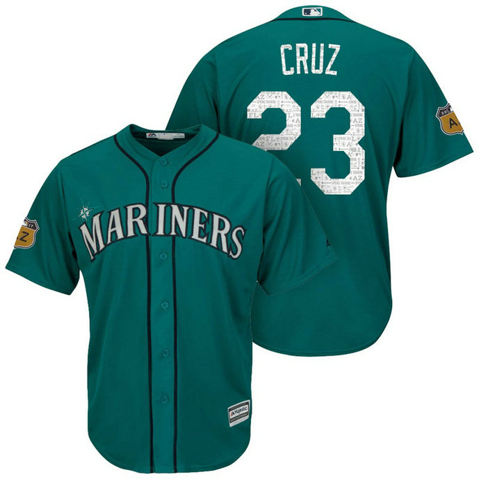 Seattle Mariners #23 Nelson Cruz 2017 Spring Training Cactus League Patch Aqua Cool Base Jersey