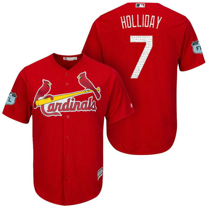 St. Louis Cardinals #7 Matt Holliday 2017 Spring Training Grapefruit League Patch Scarlet Cool Base Jersey