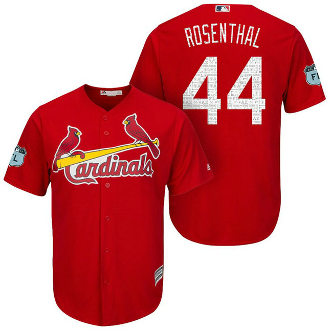 St. Louis Cardinals #44 Trevor Rosenthal 2017 Spring Training Grapefruit League Patch Scarlet Cool Base Jersey St. Louis Cardinals #44 Trevor Rosenthal 2017 Spring Training Grapefruit League Patch Scarlet Cool Base Jersey