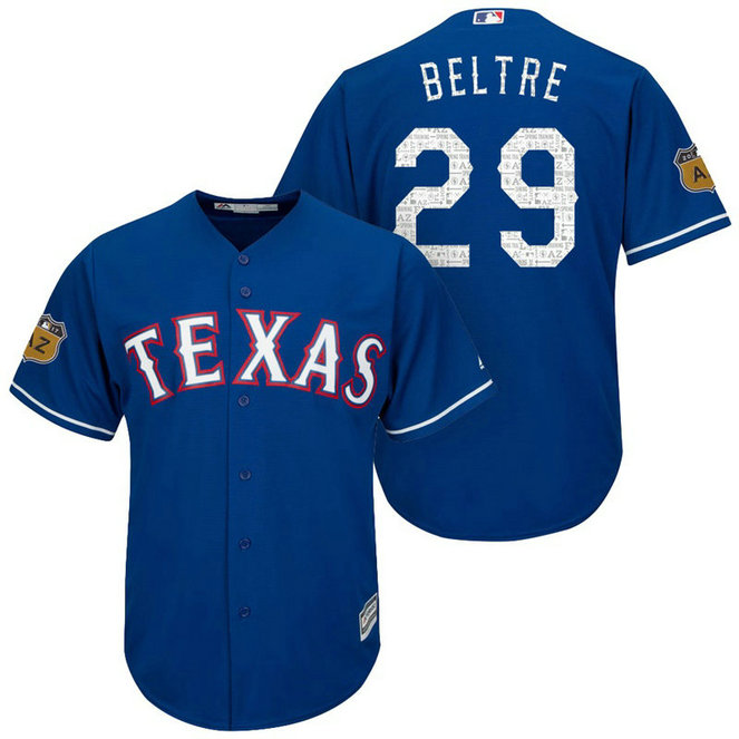 Texas Rangers #29 Adrian Beltre 2017 Spring Training Cactus League Patch Royal Cool Base Jersey Texas Rangers #29 Adrian Beltre 2017 Spring Training Cactus League Patch Royal Cool Base Jersey