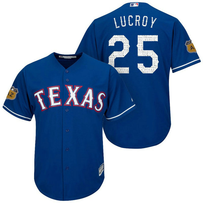 Texas Rangers #25 Jonathan Lucroy 2017 Spring Training Royal Cool Base Jersey Texas Rangers #25 Jonathan Lucroy 2017 Spring Training Royal Cool Base Jersey