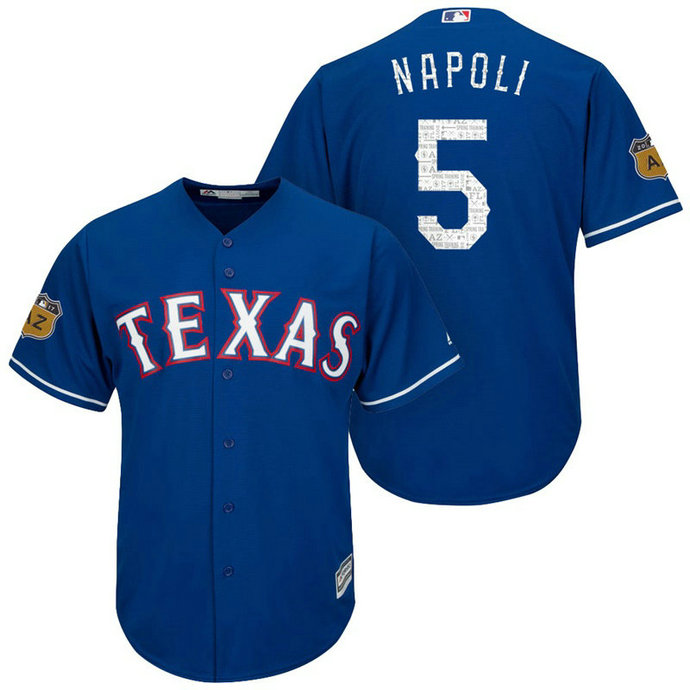 Texas Rangers #5 Mike Napoli 2017 Spring Training Royal Cool Base Jersey Texas Rangers #5 Mike Napoli 2017 Spring Training Royal Cool Base Jersey