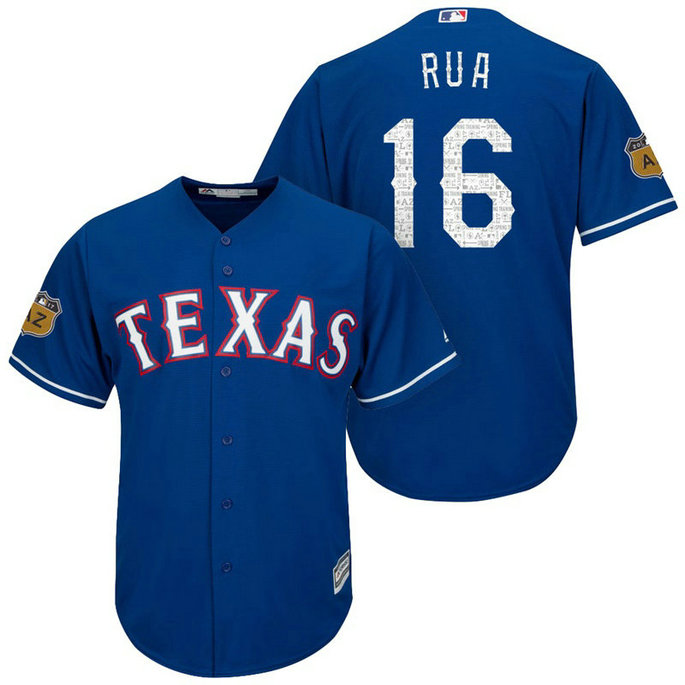 Texas Rangers #16 Ryan Rua 2017 Spring Training Cactus League Patch Royal Cool Base Jersey