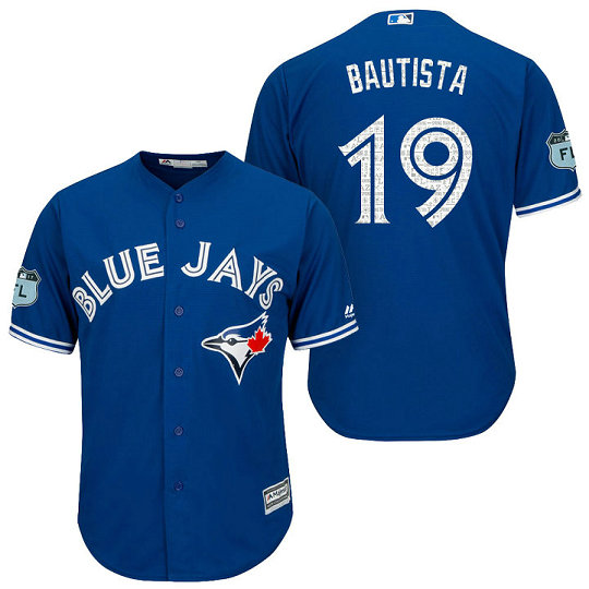 Toronto Blue Jays #19 Jose Bautista 2017 Spring Training Grapefruit League Patch Royal Cool Base Jersey Toronto Blue Jays #19 Jose Bautista 2017 Spring Training Grapefruit League Patch Royal Cool Base Jersey