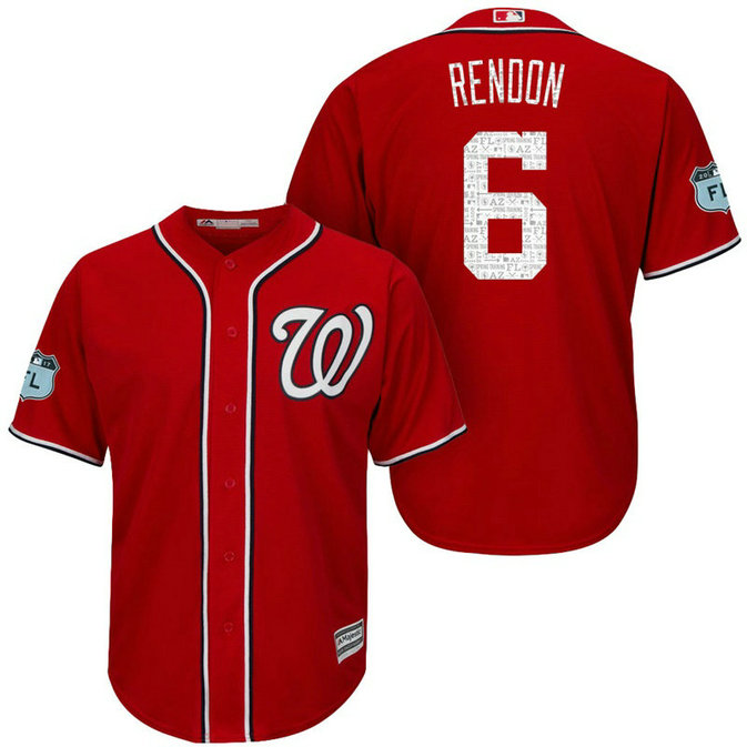 Washington Nationals #6 Anthony Rendon 2017 Spring Training Grapefruit League Patch Scarlet Cool Base Jersey