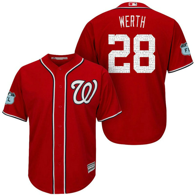 Washington Nationals #28 Jayson Werth 2017 Spring Training Grapefruit League Patch Scarlet Cool Base Jersey