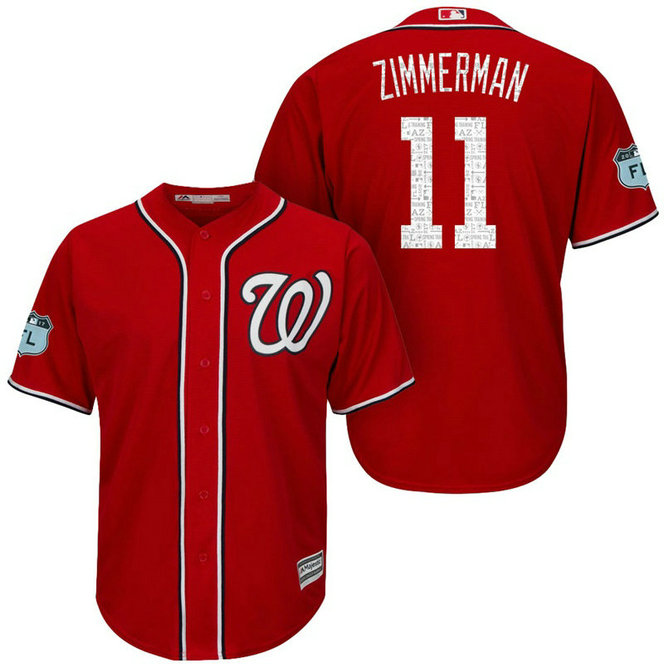 Washington Nationals #11 Ryan Zimmerman 2017 Spring Training Grapefruit League Patch Scarlet Cool Base Jersey