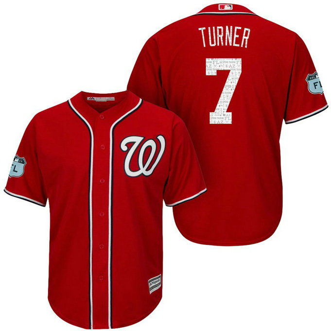 Washington Nationals #7 Trea Turner 2017 Spring Training Grapefruit League Patch Scarlet Cool Base Jersey Washington Nationals #7 Trea Turner 2017 Spring Training Grapefruit League Patch Scarlet Cool Base Jersey