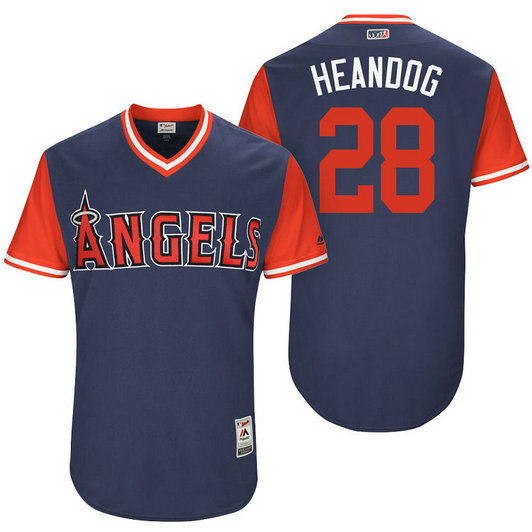 Los Angeles Angels Andrew Heaney #28 Heandog Navy Nickname 2017 Little League Players Weekend Jersey
