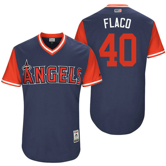 Los Angeles Angels Jesse Chavez #40 Flaco Navy Nickname 2017 Little League Players Weekend Jersey