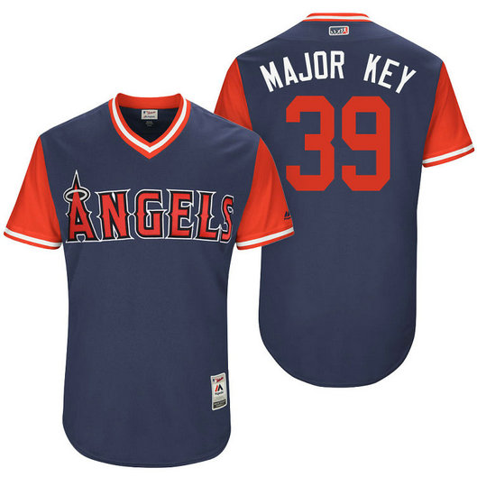 Los Angeles Angels Keynan Middleton #39 Major Key Navy Nickname 2017 Little League Players Weekend Jersey