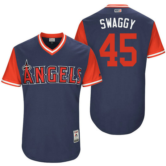 Los Angeles Angels Tyler Skaggs #45 Swaggy Navy Nickname 2017 Little League Players Weekend Jersey