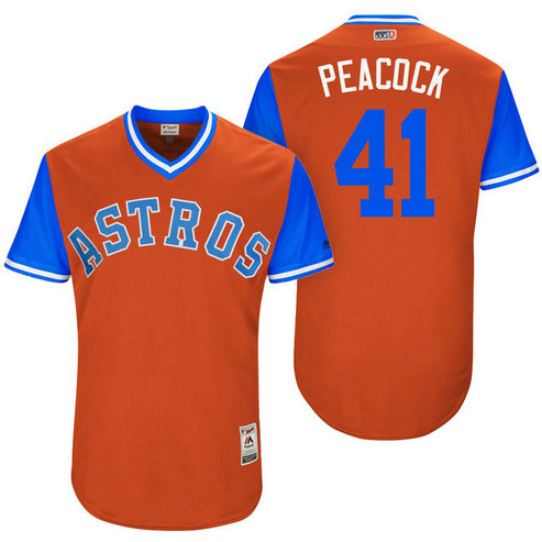 Houston Astros Brad Peacock #41 Peacock Orange Nickname 2017 Little League Players Weekend Jersey