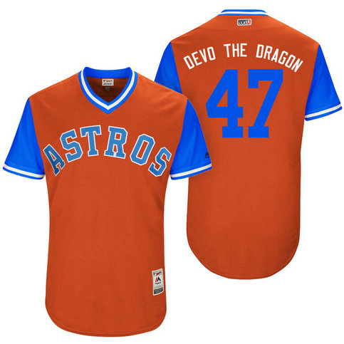 Houston Astros Chris Devenski #47 Devo the Dragon Orange Nickname 2017 Little League Players Weekend Jersey Houston Astros Chris Devenski #47 Devo the Dragon Orange Nickname 2017 Little League Players Weekend Jersey