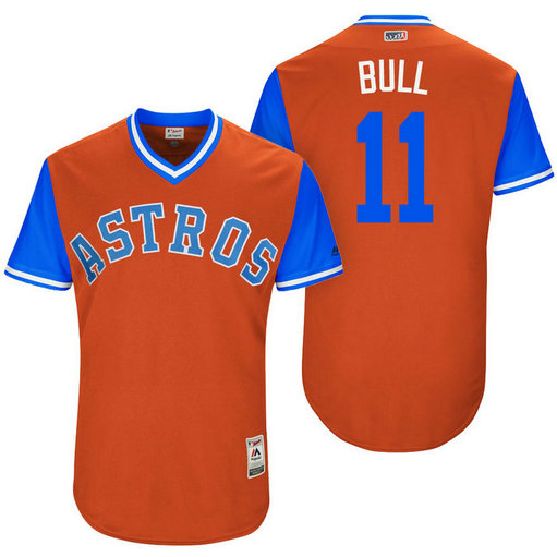 Houston Astros Evan Gattis #11 Bull Orange Nickname 2017 Little League Players Weekend Jersey