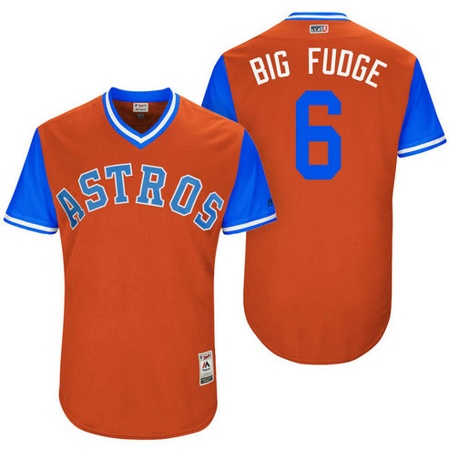 Houston Astros Jake Marisnick #6 Big Fudge Orange Nickname 2017 Little League Players Weekend Jersey Houston Astros Jake Marisnick #6 Big Fudge Orange Nickname 2017 Little League Players Weekend Jersey