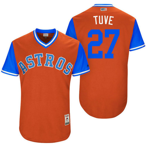 Houston Astros Jose Altuve #27 Tuve Orange Nickname 2017 Little League Players Weekend Jersey Houston Astros Jose Altuve #27 Tuve Orange Nickname 2017 Little League Players Weekend Jersey