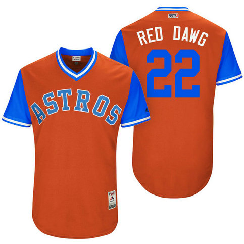 Houston Astros Josh Reddick #22 Red Dawg Orange Nickname 2017 Little League Players Weekend Jersey