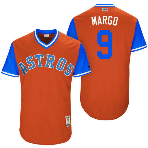 Houston Astros Marwin Gonzalez #9 Margo Orange Nickname 2017 Little League Players Weekend Jersey Houston Astros Marwin Gonzalez #9 Margo Orange Nickname 2017 Little League Players Weekend Jersey