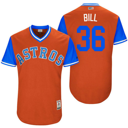 Houston Astros Will Harris #36 Bill Orange Nickname 2017 Little League Players Weekend Jersey Houston Astros Will Harris #36 Bill Orange Nickname 2017 Little League Players Weekend Jersey