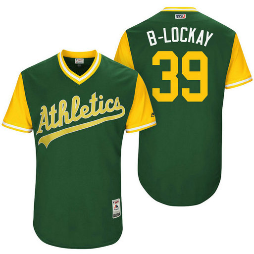 Oakland Athletics Blake Treinen #39 B-Lockay Green Nickname 2017 Little League Players Weekend Jersey