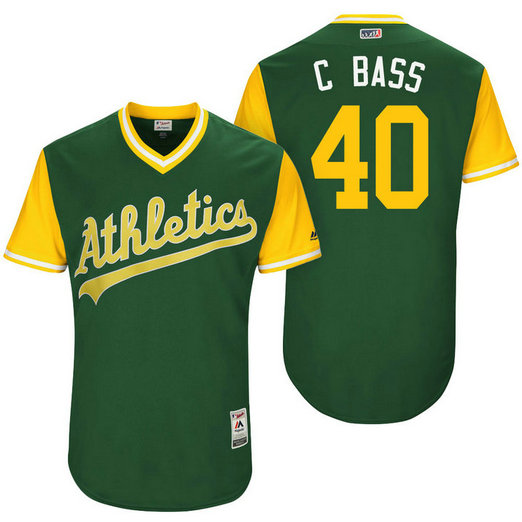 Oakland Athletics Chris Bassitt #40 C Bass Green Nickname 2017 Little League Players Weekend Jersey Oakland Athletics Chris Bassitt #40 C Bass Green Nickname 2017 Little League Players Weekend Jersey