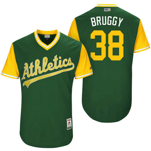 Oakland Athletics Jaycob Brugman #38 Bruggy Green Nickname 2017 Little League Players Weekend Jersey