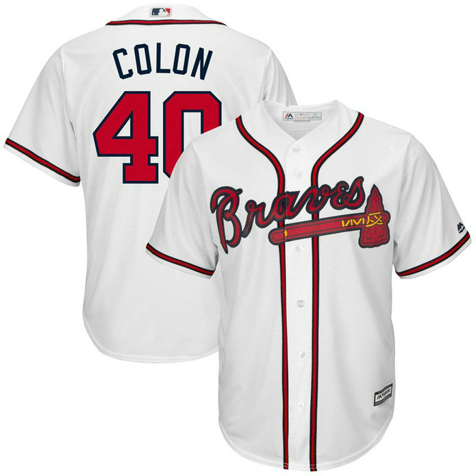 Bartolo Colon #40 Atlanta Braves Replica Home White Cool Base Jersey