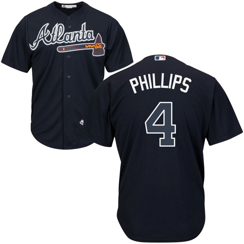 Atlanta Braves #4 Brandon Phillips Alternate Navy Cool Base Jersey